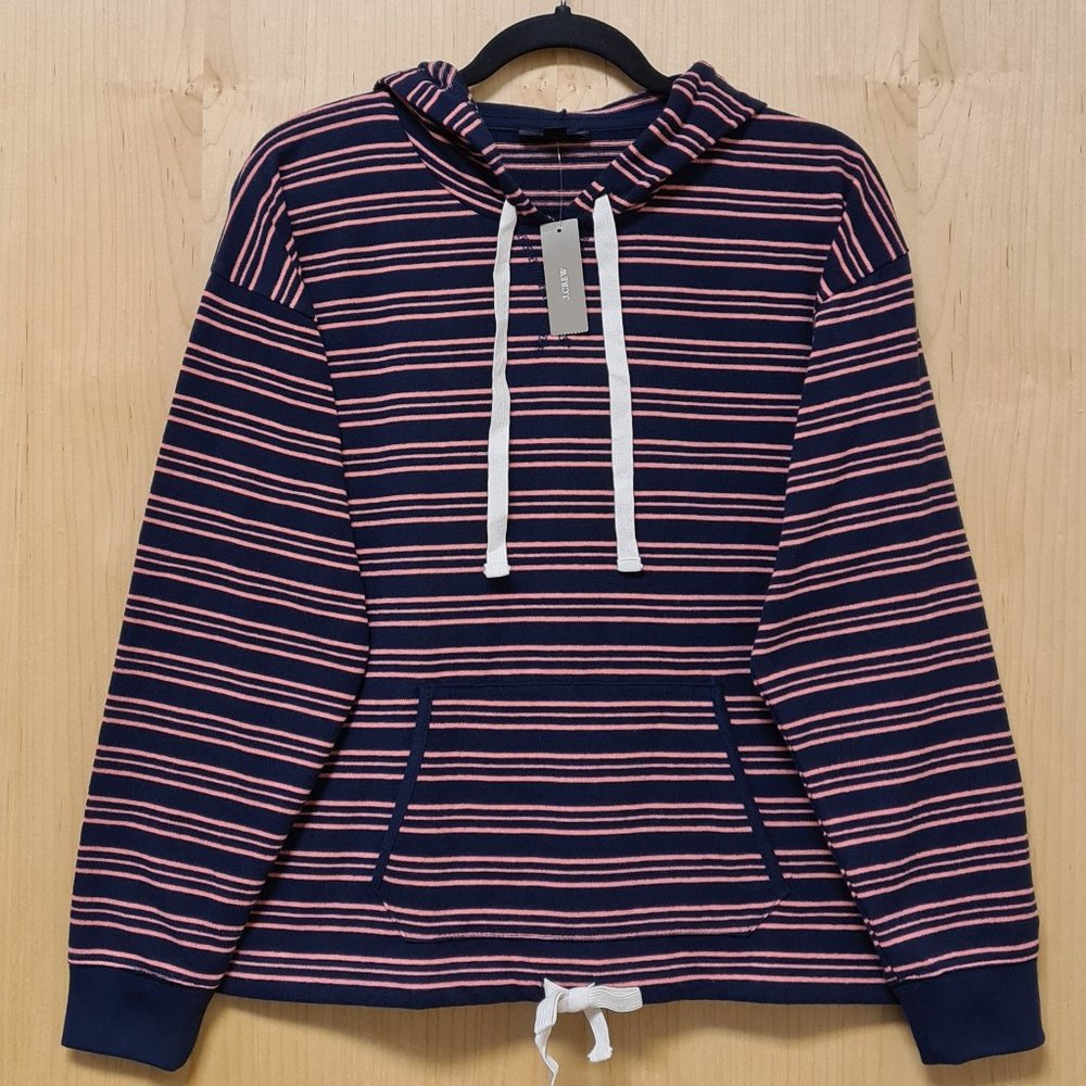 J.Crew Striped Terry Drawstring Hoodie M. perfect condition